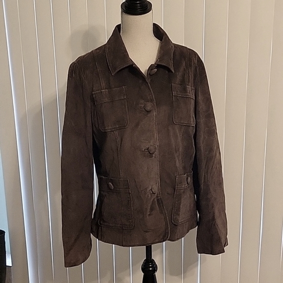 Brown danier leather button up jacket size medium - Picture 1 of 5